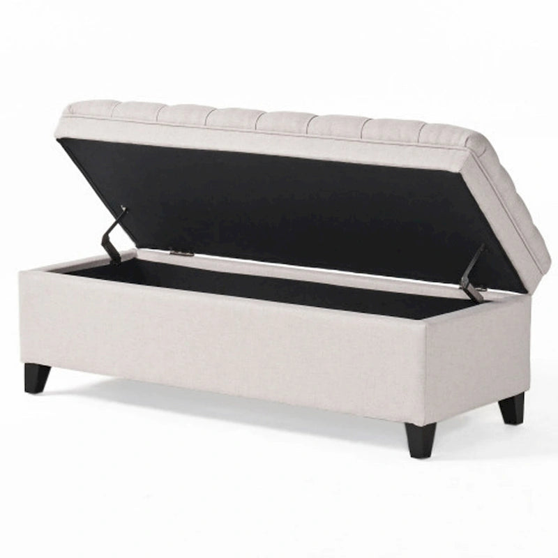 Banc ottoman de rangement capitonné gris et marron, 1 à 2 places
