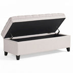 Banc ottoman de rangement capitonné gris et marron, 1 à 2 places
