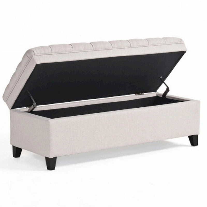 Banc ottoman de rangement capitonné gris et marron, 1 à 2 places