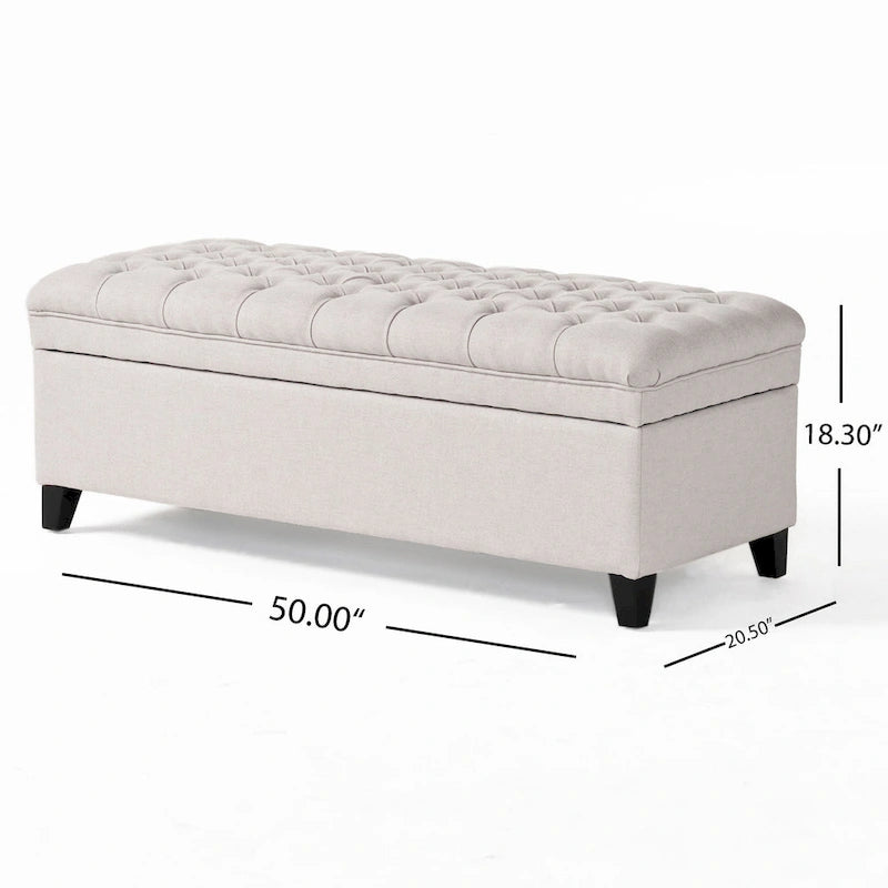 Banc ottoman de rangement capitonné gris et marron, 1 à 2 places
