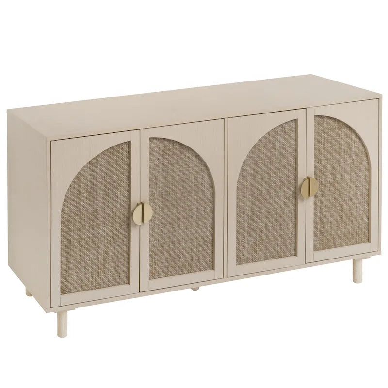 Buffet de rangement à 4 portes en bois naturel
