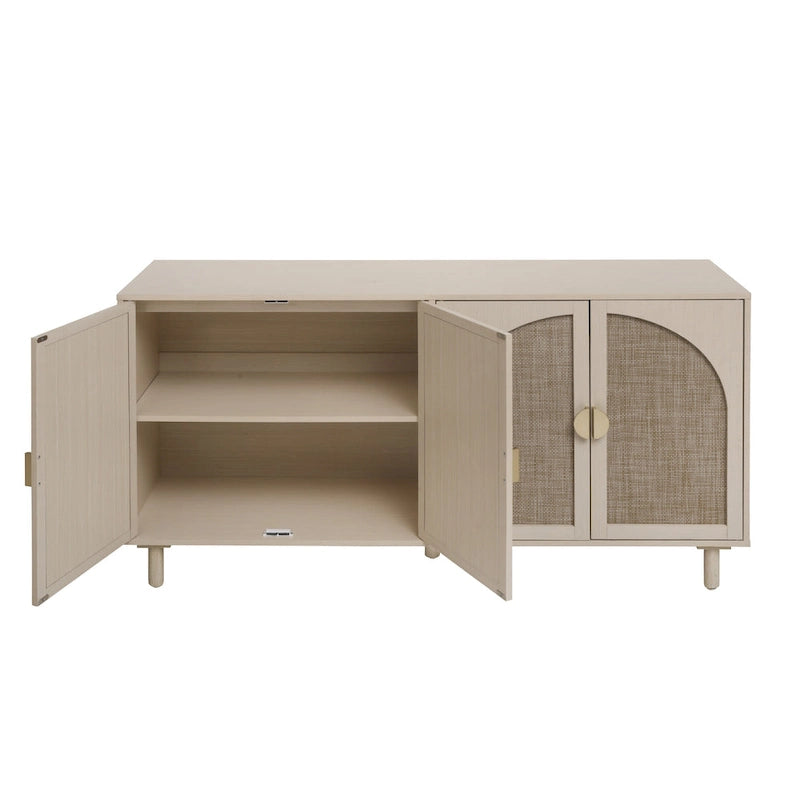 Buffet de rangement à 4 portes en bois naturel