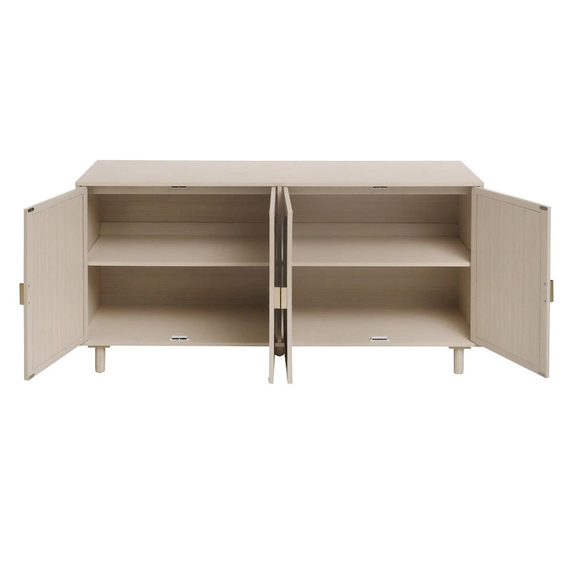 Buffet de rangement à 4 portes en bois naturel