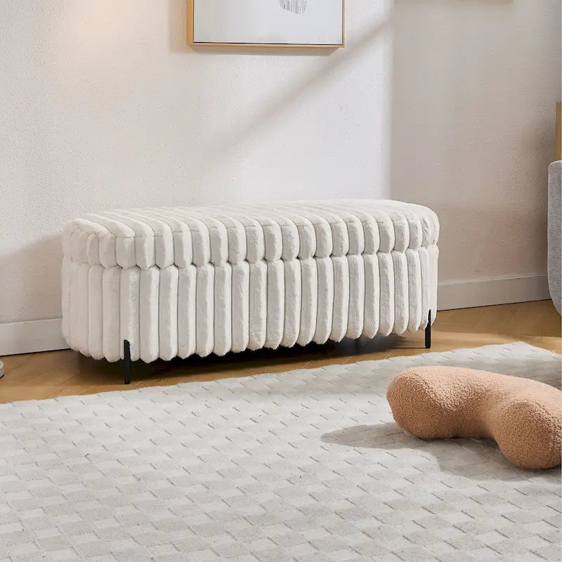 49,2 po. Ottoman de rangement surdimensionné, banc repose-pieds moderne avec pieds en métal