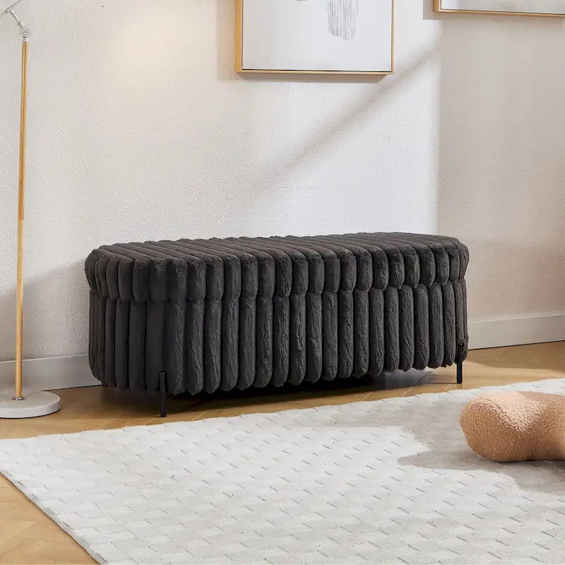 49,2 po. Ottoman de rangement surdimensionné, banc repose-pieds moderne avec pieds en métal