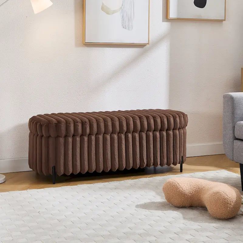 49,2 po. Ottoman de rangement surdimensionné, banc repose-pieds moderne avec pieds en métal