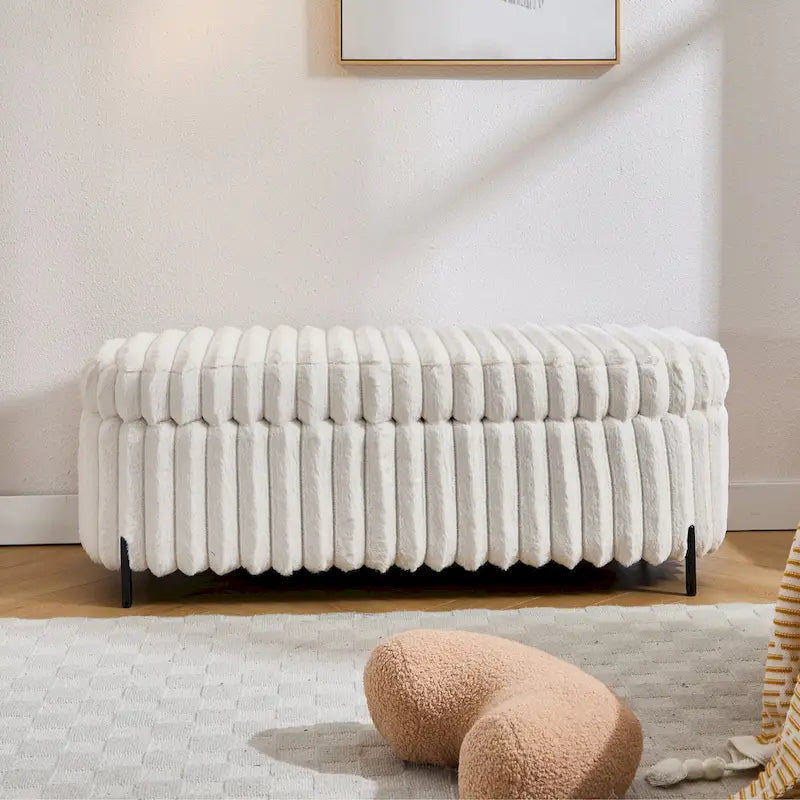49,2 po. Ottoman de rangement surdimensionné, banc repose-pieds moderne avec pieds en métal