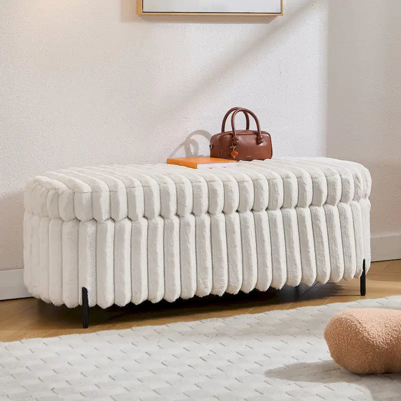 49,2 po. Ottoman de rangement surdimensionné, banc repose-pieds moderne avec pieds en métal