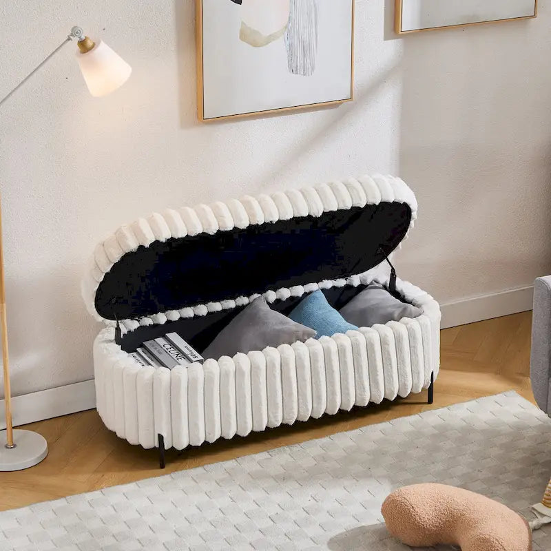 49,2 po. Ottoman de rangement surdimensionné, banc repose-pieds moderne avec pieds en métal