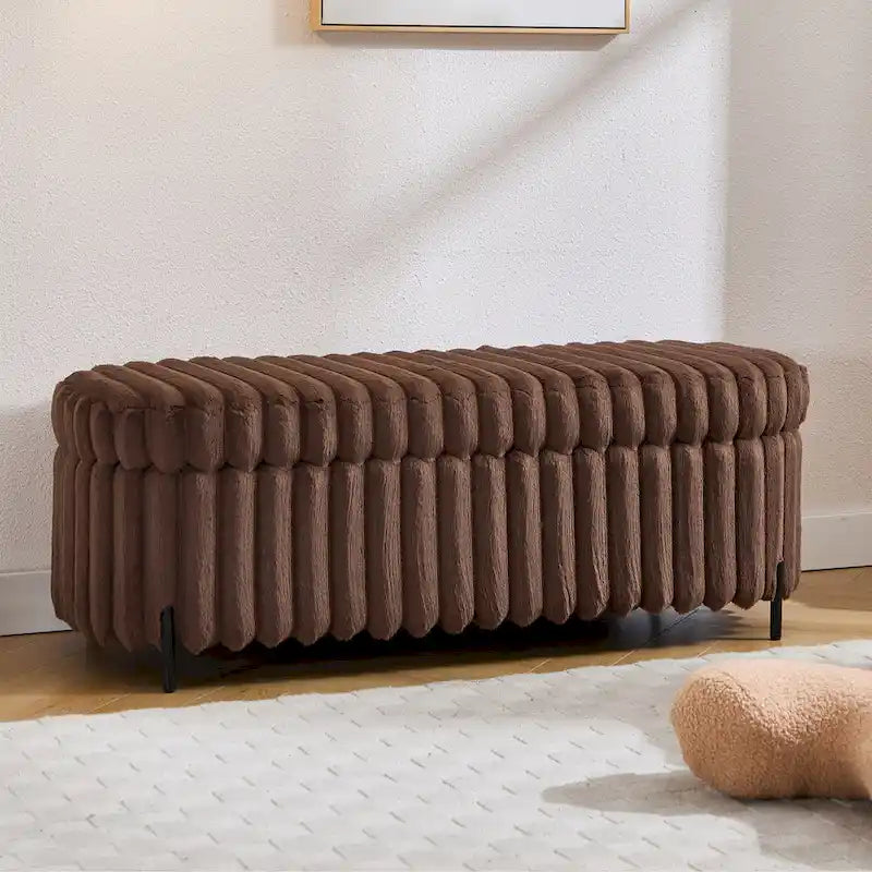 49,2 po. Ottoman de rangement surdimensionné, banc repose-pieds moderne avec pieds en métal