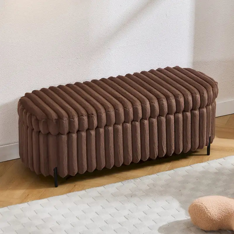 49,2 po. Ottoman de rangement surdimensionné, banc repose-pieds moderne avec pieds en métal