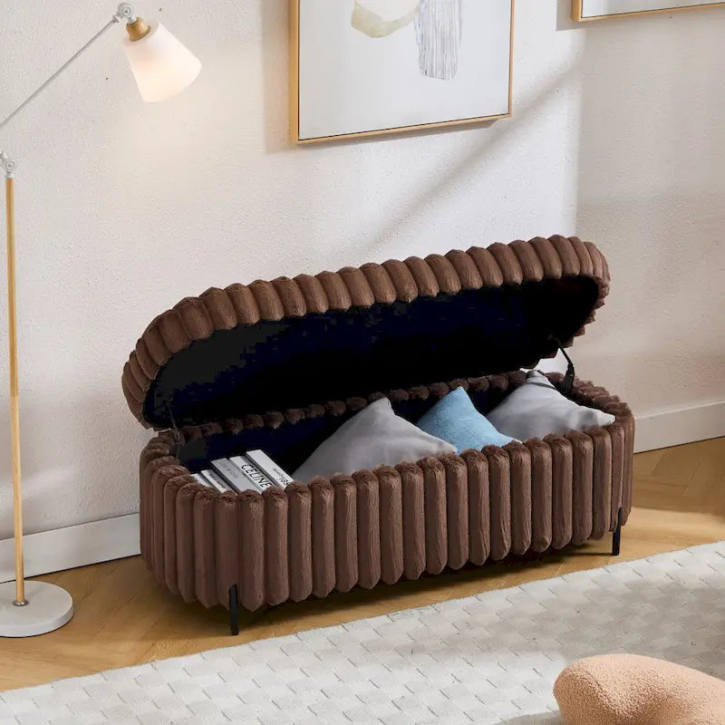 49,2 po. Ottoman de rangement surdimensionné, banc repose-pieds moderne avec pieds en métal