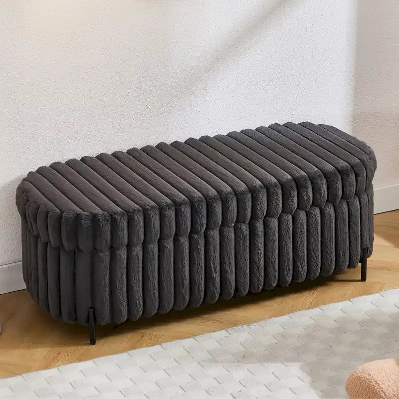 49,2 po. Ottoman de rangement surdimensionné, banc repose-pieds moderne avec pieds en métal