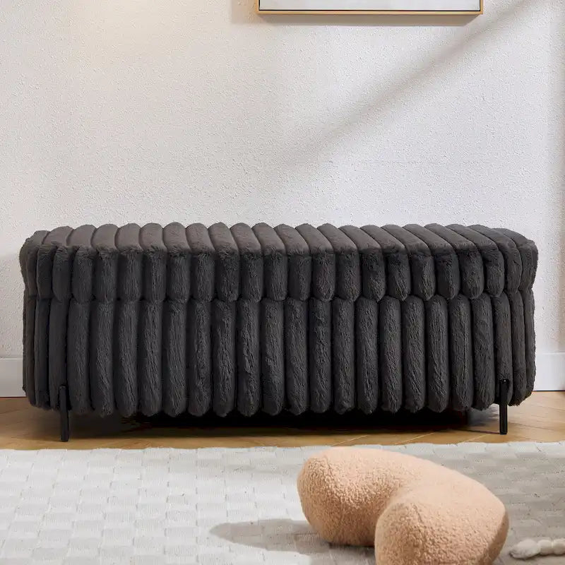 49,2 po. Ottoman de rangement surdimensionné, banc repose-pieds moderne avec pieds en métal