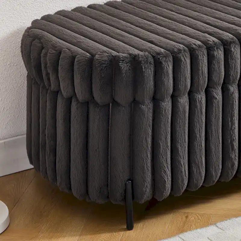 49,2 po. Ottoman de rangement surdimensionné, banc repose-pieds moderne avec pieds en métal