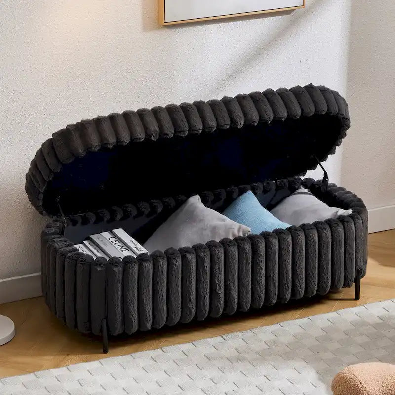 49,2 po. Ottoman de rangement surdimensionné, banc repose-pieds moderne avec pieds en métal