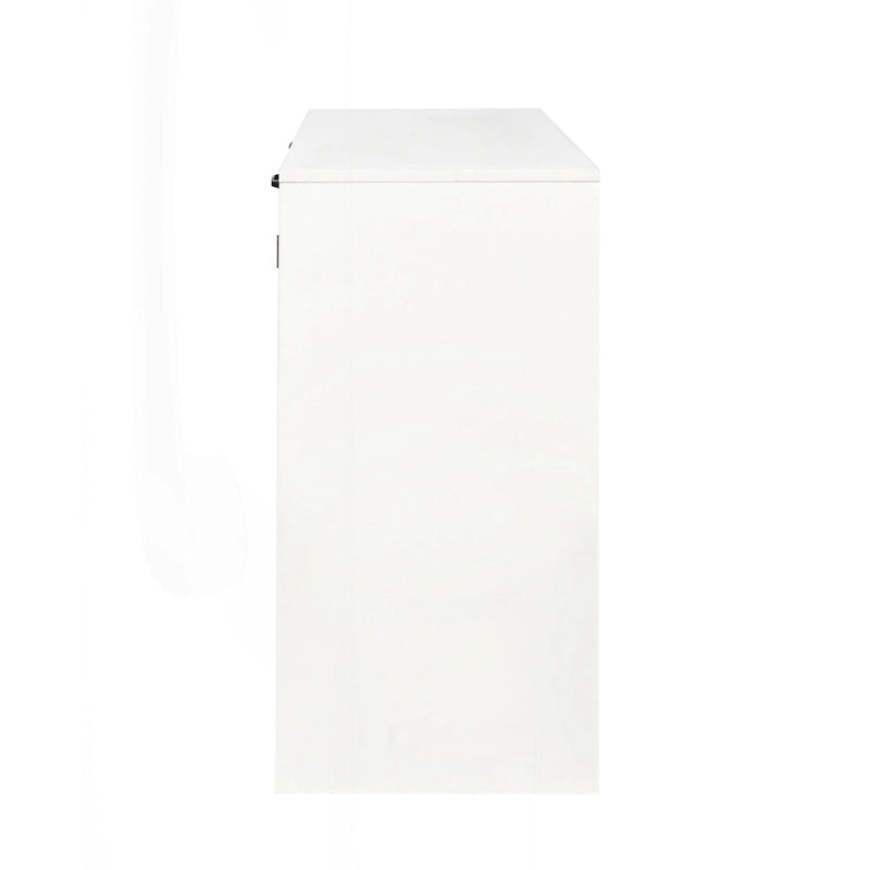 Meuble de buanderie autoportant en bois blanc avec panier à linge basculant et étagères réglables