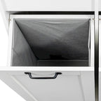Meuble de rangement blanc autoportant haut avec panier à linge basculant