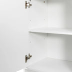 Meuble de rangement blanc autoportant haut avec panier à linge basculant