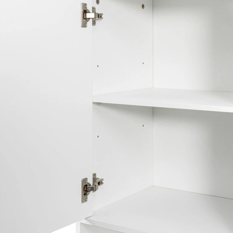 Meuble de rangement blanc autoportant haut avec panier à linge basculant