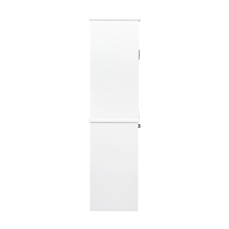 Meuble de rangement blanc autoportant haut avec panier à linge basculant