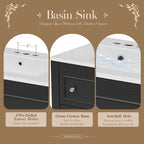 Meuble-lavabo autoportant de 36 po avec lavabo, 4 tiroirs, blanc/beige/noir