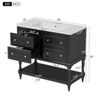 Meuble-lavabo autoportant de 36 po avec lavabo, 4 tiroirs, blanc/beige/noir