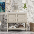 Meuble-lavabo autoportant de 36 po avec lavabo, 4 tiroirs, blanc/beige/noir