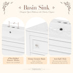 Meuble-lavabo autoportant de 36 po avec lavabo, 4 tiroirs, blanc/beige/noir