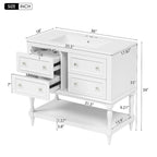 Meuble-lavabo autoportant de 36 po avec lavabo, 4 tiroirs, blanc/beige/noir