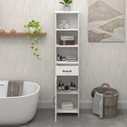 Meuble de rangement blanc sur pied, 1 porte et 1 tiroir, 1 personne