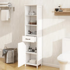 Meuble de rangement blanc sur pied, 1 porte et 1 tiroir, 1 personne