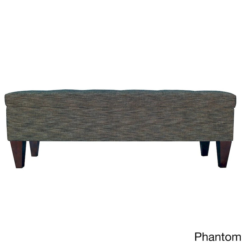 Banc de rangement ottoman capitonné, Espresso / Turquoise, 2 places