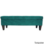 Banc de rangement ottoman capitonné, Espresso / Turquoise, 2 places
