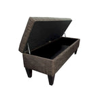 Banc de rangement ottoman capitonné, Espresso / Turquoise, 2 places