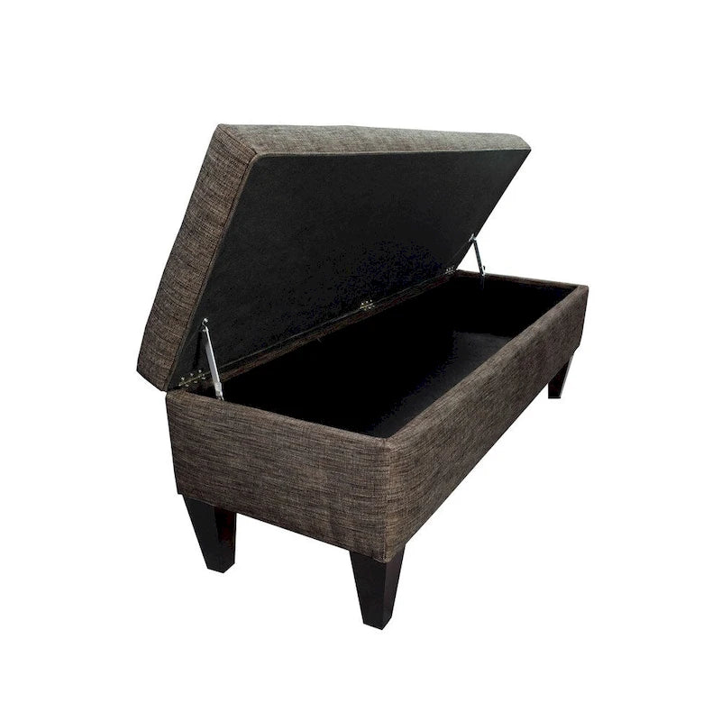 Banc de rangement ottoman capitonné, Espresso / Turquoise, 2 places