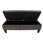 Banc de rangement ottoman capitonné, Espresso / Turquoise, 2 places
