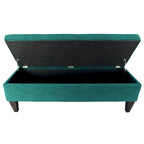 Banc de rangement ottoman capitonné, Espresso / Turquoise, 2 places
