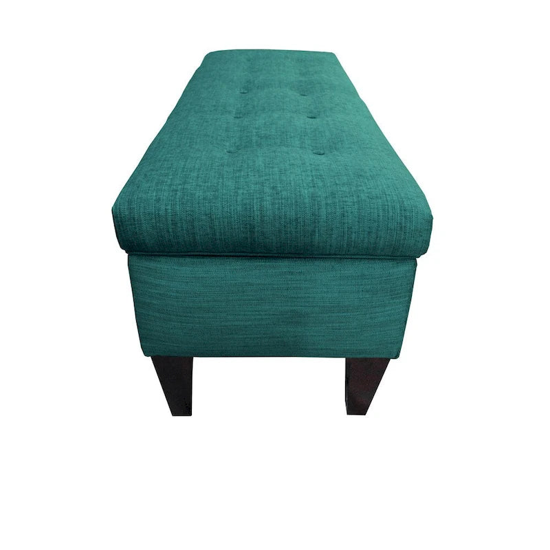 Banc de rangement ottoman capitonné, Espresso / Turquoise, 2 places