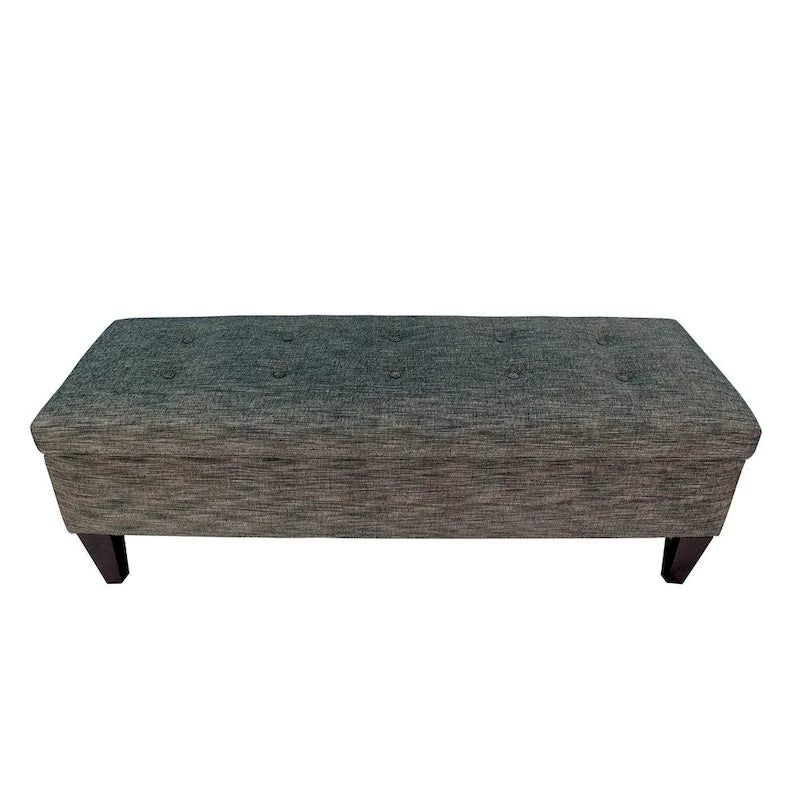 Banc de rangement ottoman capitonné, Espresso / Turquoise, 2 places