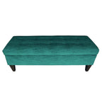 Banc de rangement ottoman capitonné, Espresso / Turquoise, 2 places