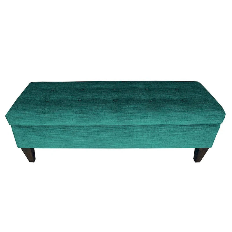 Banc de rangement ottoman capitonné, Espresso / Turquoise, 2 places