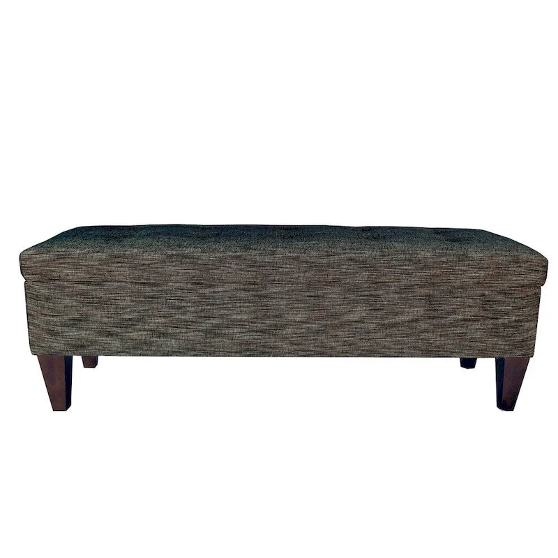 Banc de rangement ottoman capitonné, Espresso / Turquoise, 2 places