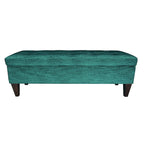 Banc de rangement ottoman capitonné, Espresso / Turquoise, 2 places