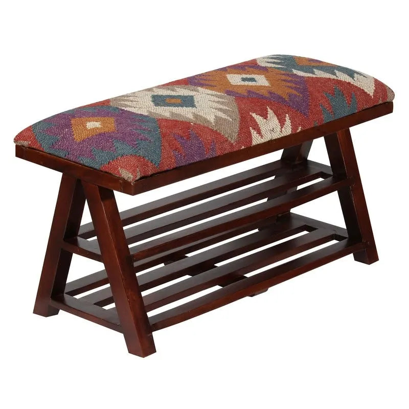 HERAT ORIENTAL Handmade Kilim Upholstered Bench - 12.5 x16 x30 