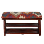 Banc rembourré Kilim fait main blanc cassé, 1 personne