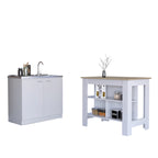 Ensemble 2 éléments îlot de cuisine et meuble sous-évier – Noyer / Onyx / Chêne clair