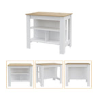 Ensemble 2 éléments îlot de cuisine et meuble sous-évier – Noyer / Onyx / Chêne clair