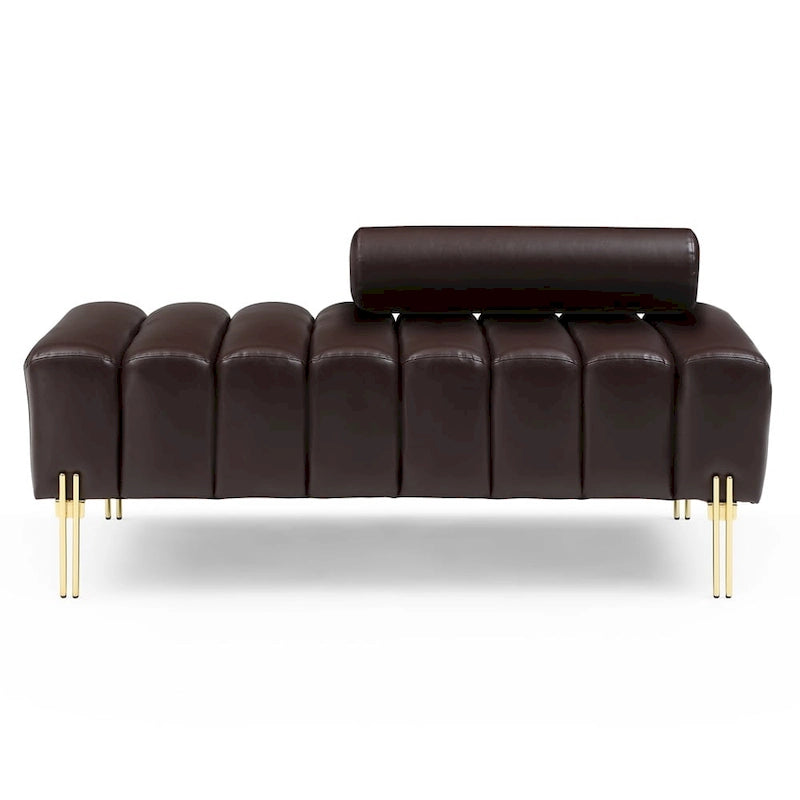 Banc rembourré en fausse fourrure avec dossier réglable, une place — Marron / Bleu clair / Noir / Rose / Beige