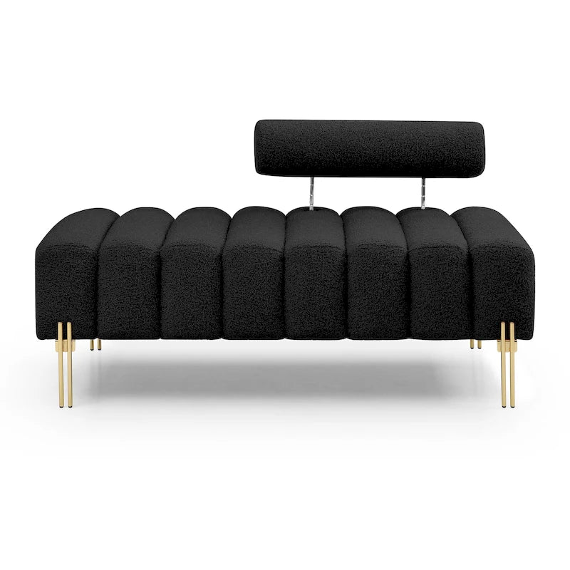Banc rembourré en fausse fourrure avec dossier réglable, une place — Marron / Bleu clair / Noir / Rose / Beige
